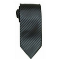Stock Charcoal/ Black Striped Polyester Tie